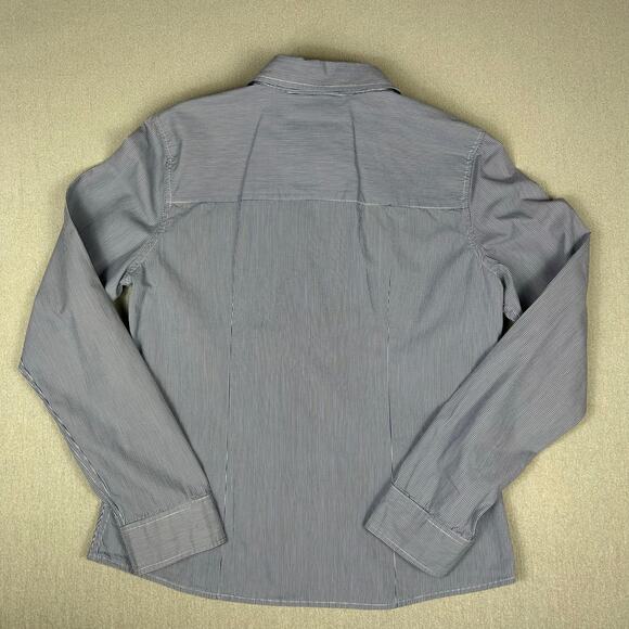 Abercrombie & Fitch Pinstripe Vintage Y2K Button Down Shirt Blue White Large - Picture 5 of 5